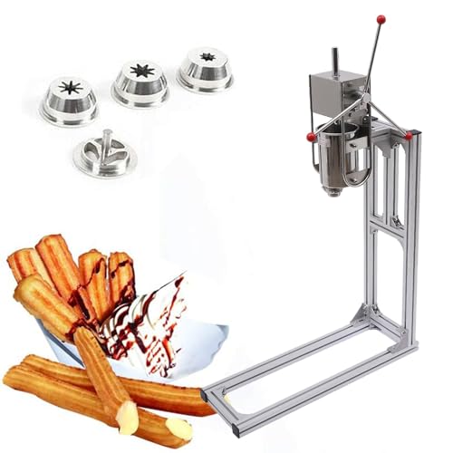 Churros-Maker, kommerzielle manuelle Churros-Maschine, Donut-Maker aus Edelstahl, vertikale spanische Churros-Maschine mit 4 Düsen für Heimrestaurants und Bäckereien, 5 l von ZOLPINL