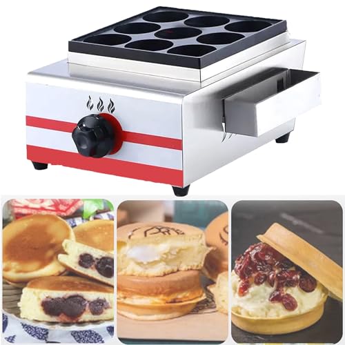 Gas-Eierburger-Maschine, kommerzielle Burger-Maschine mit Gasheizung, individuelle Knopfsteuerung, 9/18/34 Löcher, für Burger, Spiegeleier, Fischbällchen,9 von ZOLPINL