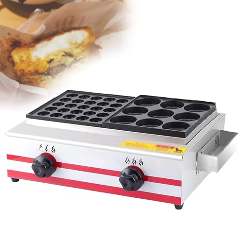 Gas-Grillplatte, Eierburger-Maschine, kommerzielle Gas-Heizungs-Burger-Maschine, 9/18/34 Löcher, individuelle Knopfsteuerung, mit seitlicher Gewürzplatte, 34 kann Eier oder Fischbä von ZOLPINL