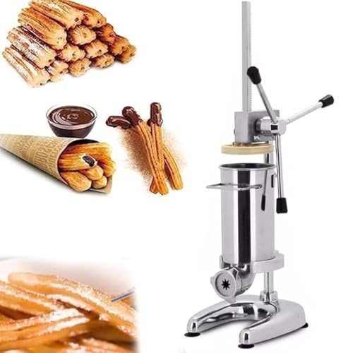 Kommerzieller Churros-Maker, 2 l/3 l, manueller spanischer Churros-Donut-Maker aus Edelstahl, vertikale Churro-Maschine mit 5 Düsen für Privatrestaurants und Bäckereien, 3 l von ZOLPINL