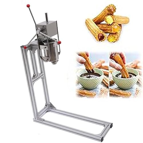 Manueller Churro-Maker, kommerzielle 2 l 3 l manuelle spanische Donut-Churro-Maker-Maschine, 6 Arten von Formen, vertikale spanische Maschine aus Edelstahl, Snack-Ausrüstung, 2 l, von ZOLPINL