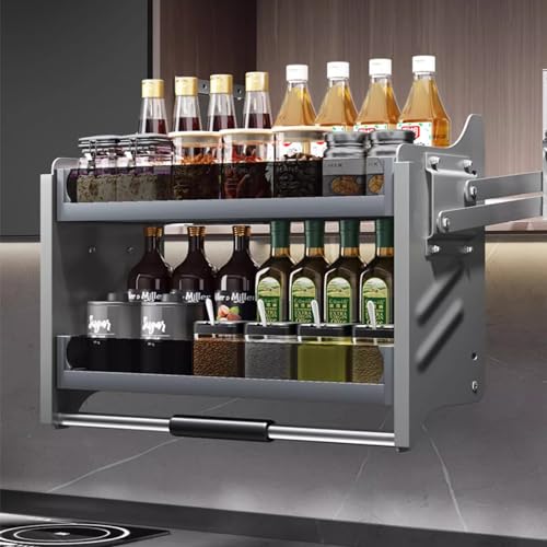 ZOLPINL Robustes, 2-stufiges, an der Wand montiertes Pull-Down-Regal für Küchenschränke mit praktischem Pull-Down-System von ZOLPINL