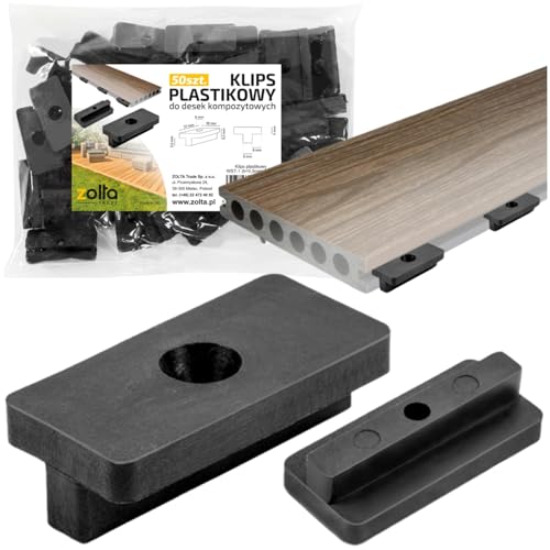 ZOLTA 50x Montageclips für WPC Terrassendielen H=8 mm – Kunststoff Befestigungsclips unsichtbar UV-beständig schwarz 6 mm Fugenabstand – für Holz & Kompositdielen – Terrassenklammern inkl. von ZOLTA