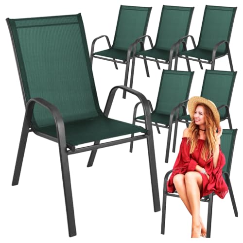 ZOLTA 6X Gartenstuhl Metall Grün – Outdoor Stühle mit Armlehnen für Balkon Terrasse Garten – Textilene Sitzfläche – wetterfest - modernes Design – Bequeme Rückenlehne – max 120 kg – 89 cm hoch ZOLTA 6X Gartenstuhl Metall Grün – Outdoor Stühle mit Armlehnen für Balkon Terrasse Garten – Textilene Sitzfläche – wetterfest - modernes Design – Bequeme Rückenlehne – max 120 kg – 89 cm hoch von ZOLTA