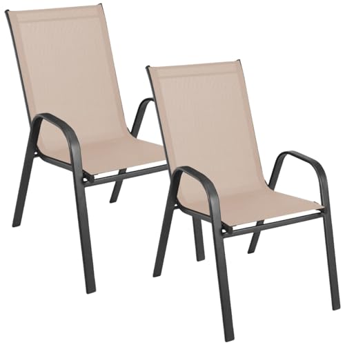 ZOLTA Gartenstühle 2er Set - Terassenstuhle - Camping Stapelstuhl - Hochlehner Stuhle mit Armlehnen - Balkonstuhl - Taupe ZOLTA Gartenstühle 2er Set - Terassenstuhle - Camping Stapelstuhl - Hochlehner Stuhle mit Armlehnen - Balkonstuhl - Taupe von ZOLTA
