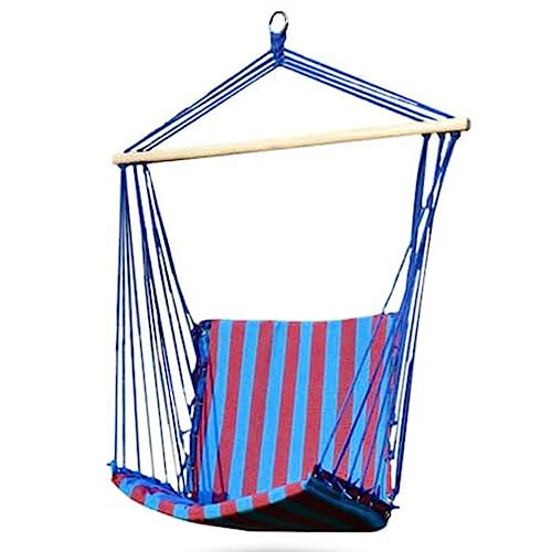 ZOLTA Hängematte 50x100cm - Indoor- und Outdoor- Hängeschaukel - Gartenzubehör - Camping Zubehör - Hängender Schaukelstuhl - Häng Hängematte - Hammock für Kinder und Erwachsene - Blau und Rot von ZOLTA