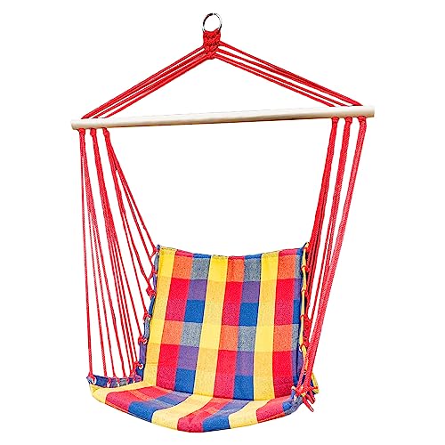 ZOLTA Hängematte 50x100cm - Indoor- und Outdoor- Hängeschaukel - Gartenzubehör - Camping Zubehör - Hängender Schaukelstuhl - Häng Hängematte - Hammock für Kinder und Erwachsene - Karierte 3 Farben von ZOLTA