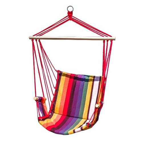 ZOLTA Hängematte 60x100cm - Indoor- und Outdoor- Hängeschaukel mit Armlehnen - Gartenzubehör - Hängender Schaukelstuhl - Häng Hängematte - Hammock für Kinder und Erwachsene - Streifen mit Lila von ZOLTA