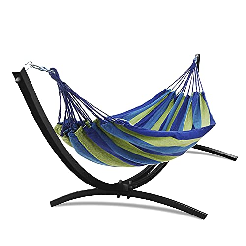 ZOLTA Hängematte mit Gestell 128,5x200cm - Indoor- und Outdoor - Hängeschaukel - Gartenzubehör - Camping Zubehör - Hängender - Häng Hängematte - Hammock für Kinder und Erwachsene - Schwarz von ZOLTA