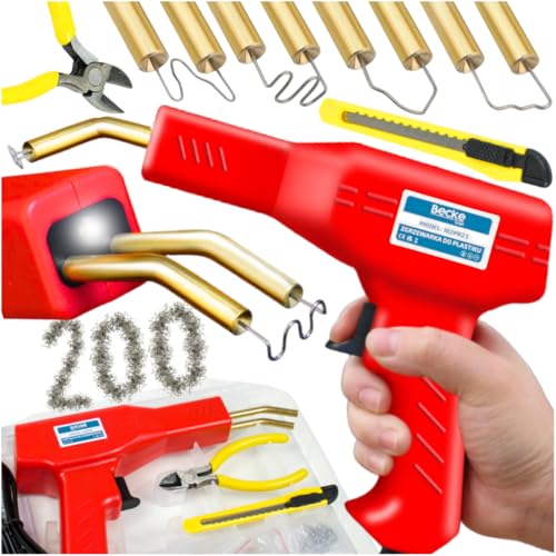 ZOLTA Kunststoff Schweißgerät Set 50W mit 200 Klammern LED-Licht Zange Messer Aufbewahrungskoffer Kunststoff Reparaturgerät Stoßstange Kunststoffteile Reparaturset Schweißpistole Heftklammernt von ZOLTA