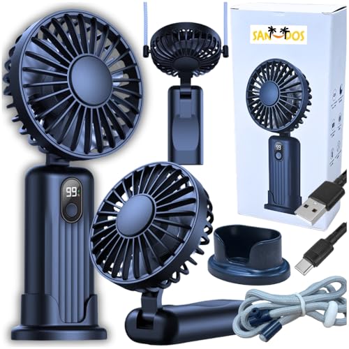 ZOLTA Mini Ventilator USB Akku Handventilator 2400 mAh mit Ständer Tragbar 4 Stufen 180° klappbar Tischventilator leise für Büro Reise Zuhause Display USB-C bis zu 12h Laufzeit Dunkelblau ZOLTA Mini Ventilator USB Akku Handventilator 2400 mAh mit Ständer Tragbar 4 Stufen 180° klappbar Tischventilator leise für Büro Reise Zuhause Display USB-C bis zu 12h Laufzeit Dunkelblau von ZOLTA