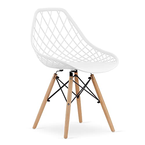 ZOLTA Moderner Bequemer Esszimmerstuhl - Stuhl mit Holzbeinen - Höhe 86 cm - Weißer Durchbrochener Küchenstuhl - EIN Langlebiges und Stabiles Möbelstück für das Esszimmer von ZOLTA