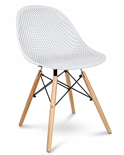 ZOLTA Moderner und Bequemer Küchenstuhl - Stuhl mit Holzbeinen - Höhe 86,5 cm - Weißer Durchbrochener Küchenstuhl - EIN Langlebiges und Stabiles Möbelstück für das Esszimmer von ZOLTA
