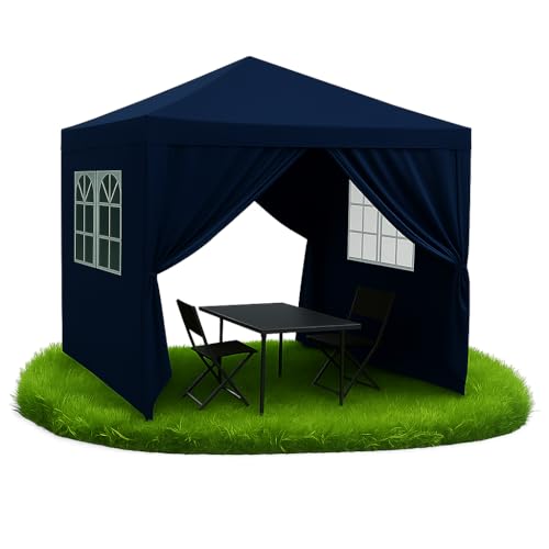 ZOLTA Pavillon Gartenpavillon Wasserdicht Blau 290x290cm mit 4 Seitenwänden UV-Schutz Schnellaufbau Metallgestell für Garten Markt Event Party Festzelt Zelt Outdoor Überdachung Camping von ZOLTA