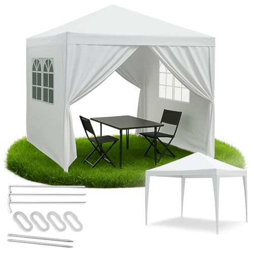 ZOLTA Pavillon Gartenpavillon Wasserdicht Weiß 290x290cm mit 4 Seitenwänden UV-Schutz Schnellaufbau Metallgestell für Garten Markt Event Party Festzelt Zelt Outdoor Überdachung Camping von ZOLTA