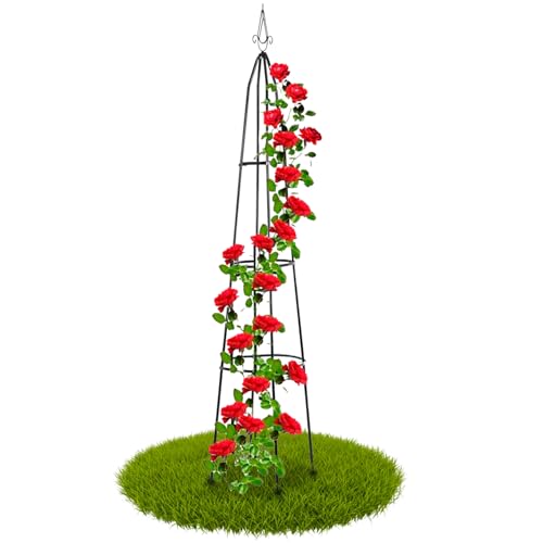 ZOLTA Rankhilfe Pergola Metall Schwarz – 200 cm Obelisk für Kletterpflanzen Rosen Tomaten Blumen – Garten Rankturm Outdoor Balkon Terrasse – Wetterfest & Rostfrei – Rankhilfe mit Stahlrohr von ZOLTA