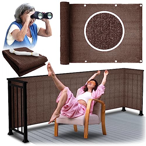 ZOLTA Sichtschutz Balkon - Balkonabdeckung - UV-Schutz Balkonverkleidung Wetterfester - Blickdichte Wind- und UV-Schutz - 100% Privatsphäre - 90x500 cm - Braun von ZOLTA