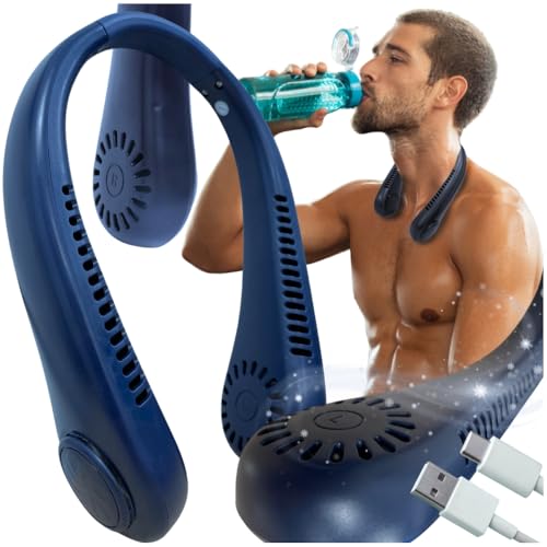 ZOLTA Tragbarer Nackenventilator mit 3 Geschwindigkeiten – USB-C Mini Halsventilator leise & flexibel – 4W leiser Handventilator ohne Rotorblätter – für Reisen Büro Sport Outdoor Sommer – Dunkelblau ZOLTA Tragbarer Nackenventilator mit 3 Geschwindigkeiten – USB-C Mini Halsventilator leise & flexibel – 4W leiser Handventilator ohne Rotorblätter – für Reisen Büro Sport Outdoor Sommer – Dunkelblau von ZOLTA
