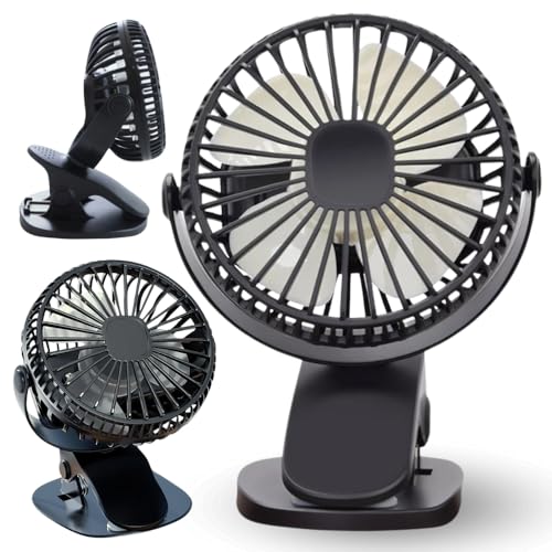 ZOLTA USB Mini Ventilator mit Clip Schwarz – 3 Stufen Luftstrom Leise Drehbar Mit LED Beleuchtung Wiederaufladbar 18650 Akku – Tragbarer Clip Fan für Tisch Büro Kinderwagen Reise – 15x12x7 cm – 5W ZOLTA USB Mini Ventilator mit Clip Schwarz – 3 Stufen Luftstrom Leise Drehbar Mit LED Beleuchtung Wiederaufladbar 18650 Akku – Tragbarer Clip Fan für Tisch Büro Kinderwagen Reise – 15x12x7 cm – 5W von ZOLTA