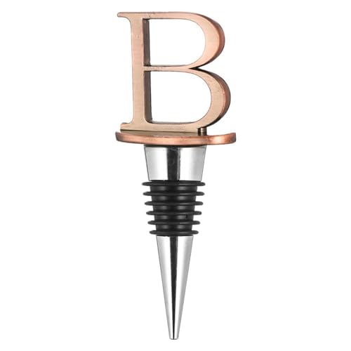Weinverschluss Wiederverwendbare Weinflaschenverschlüsse aus Edelstahl mit Buchstaben, Getränke-Silikonmaterial, dekorative Weinverschlüsse, lustiges Geschenk (Color : B) von ZOLULA