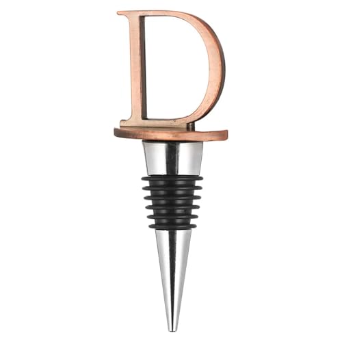 Weinverschluss Wiederverwendbare Weinflaschenverschlüsse aus Edelstahl mit Buchstaben, Getränke-Silikonmaterial, dekorative Weinverschlüsse, lustiges Geschenk (Color : D) von ZOLULA