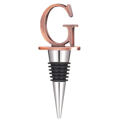 Weinverschluss Wiederverwendbare Weinflaschenverschlüsse aus Edelstahl mit Buchstaben, Getränke-Silikonmaterial, dekorative Weinverschlüsse, lustiges Geschenk (Color : G) von ZOLULA