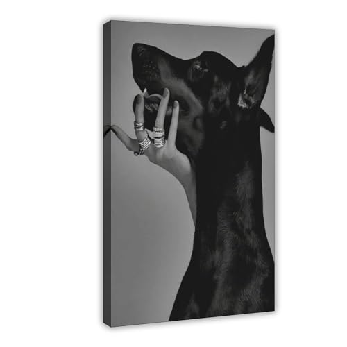 ZOLULA Poster auf Leinwand, Motiv: Dobermann Pinscher, Wandkunst, Dekor, Bild, Gemälde für Wohnzimmer, Schlafzimmer, Dekoration, Rahmenstil, 50 x 75 cm von ZOLULA