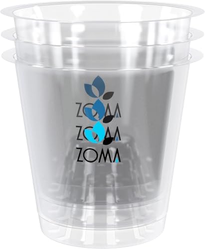 ZOMA - Set mit 3 transparenten Orchideentöpfen mit erhöhtem Boden, Orchideentöpfe aus Kunststoff mit Belüftungslöchern, ideal für die Pflege von Orchideen, hochwertiger transparenter Topf - Ø 9 cm von ZOMA