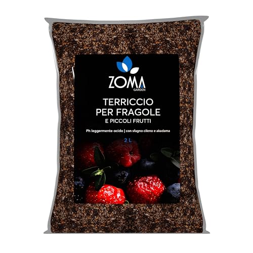 ZOMA Zomagarden Premium Erde für Erdbeeren und kleine Früchte, Ideal für Gärten und Töpfe, Reich an Regenwurmhumus und Sphagnum für Pflanzen, optimaler pH-Wert, entwässernd und fruchtbar, 2 l von ZOMA