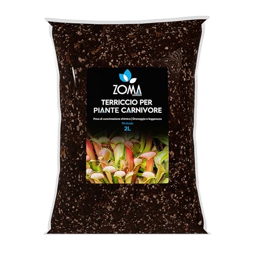 Zoma Premium fleischfressende Pflanzensubstrat, fleischfressende Pflanzenerde mit reinem, bereits hydratisiertem Torf, expandiertem Perlit, Bark, chilenischem Sphagnum und Quarzit – Packung mit 2 von ZOMA