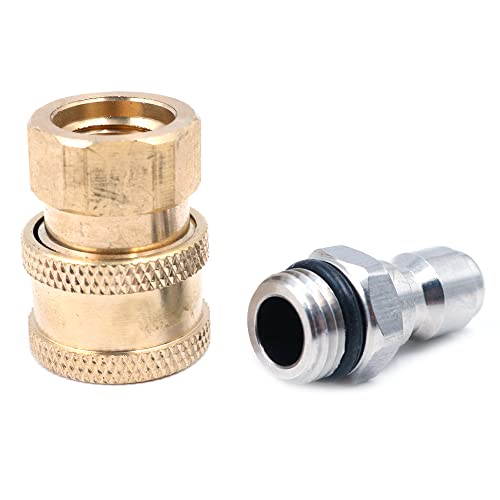 1 Set ZONADAH Schnellkupplung Hochdruckreiniger-Armaturen, M14-Innengewinde-Hahnanschluss und Außengewinde-Messing-Schnellkupplung, 1/4" Hochdruckreiniger-Adapter-Set von ZONADAH