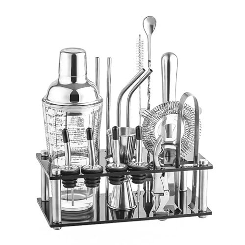 17-teiliges ZONADAH Cocktail-Shaker-Set, Barkeeper-Set, Edelstahl, professionelles Cocktail-Shaker-Set mit Zubehör, Glas-Shaker mit Skala, Shaker-Becher, Milchtee-Werkzeug-Set 17-teiliges ZONADAH Cocktail-Shaker-Set, Barkeeper-Set, Edelstahl, professionelles Cocktail-Shaker-Set mit Zubehör, Glas-Shaker mit Skala, Shaker-Becher, Milchtee-Werkzeug-Set von ZONADAH
