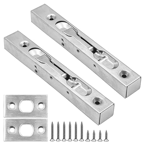 2er-Pack ZONADAH Türschlösser mit bündigem Bolzenriegel (1 Paar), verdeckte Sicherheitsriegel mit Hebelwirkung, Schieberiegel aus gebürstetem Edelstahl – 6 Zoll (15 cm) Länge von ZONADAH