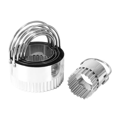 5er-Set ZONADAH Keksausstecher, runde Keksausstecher aus Edelstahl mit Griff, gewellter Plätzchenausstecher mit geriffelter Kante, professionelles Backen-Teigwerkzeug, Backset von ZONADAH