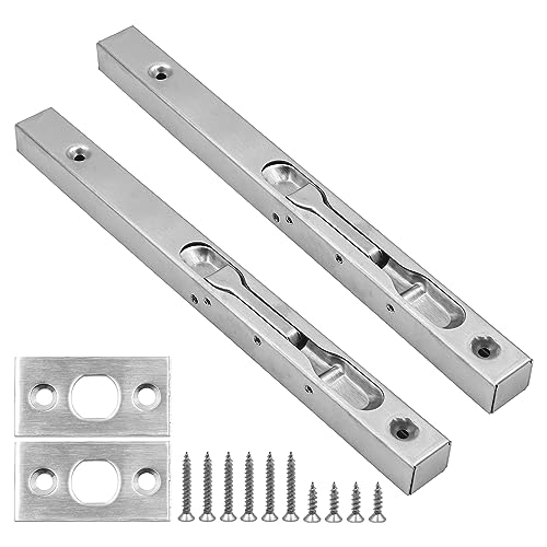 Set mit 2 verdeckten ZONADAH-Türriegeln mit Hebelwirkung, bündigem Riegel und Schiebeschlössern, Schieberiegel aus gebürstetem Edelstahl – 10 Zoll (25 cm) Länge von ZONADAH