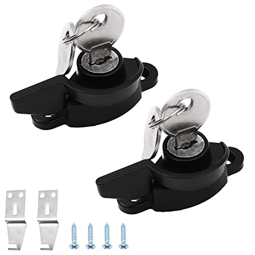 ZONADAH 2 Stück Küchenschrank Türgriff Zinklegierung Türen Sicherheitsfensterschloss Fenstertürschloss Sash Jammer Windows Sicherheitsschloss mit Schlüssel Griff Türgriff (Farbe: Schwarz, Typ: Links) von ZONADAH