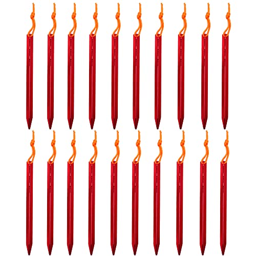 ZONADAH 20-teiliges Set Campingzeltheringe, 18 cm lang, Ultraleicht und strapazierfähig, 7001 Aluminiumlegierung – 3 Abspannpunkte – rot mit Aufbewahrungstasche ZONADAH 20-teiliges Set Campingzeltheringe, 18 cm lang, Ultraleicht und strapazierfähig, 7001 Aluminiumlegierung – 3 Abspannpunkte – rot mit Aufbewahrungstasche von ZONADAH
