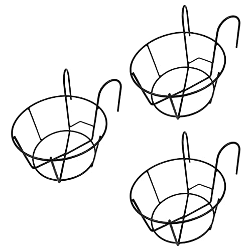 ZONADAH 3 Stück 16 cm Kleine Blumentopfhalter Runde Hängegeländer Pflanzgefäße Eisen Gartenzaun Balkon Veranda Pflanzenkörbe Stützregal Regal Container Gartenarbeit Innen oder Außen Schwarz von ZONADAH