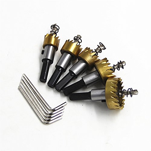 ZONADAH 5-teiliges Bohrer-Set, titanbeschichtet 16 mm/ 18,5 mm/ 20 mm/ 25 m/ 30 mm MM HSS-Hartmetallspitze, Lochsägenzahn, Bohrer, Lochsägen-Kit, Werkzeug aus rostfreiem Hochgeschwindigkeitsstahl ZONADAH 5-teiliges Bohrer-Set, titanbeschichtet 16 mm/ 18,5 mm/ 20 mm/ 25 m/ 30 mm MM HSS-Hartmetallspitze, Lochsägenzahn, Bohrer, Lochsägen-Kit, Werkzeug aus rostfreiem Hochgeschwindigkeitsstahl von ZONADAH