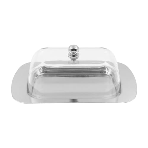 ZONADAH Butterdose aus Edelstahl, Butterdose mit Deckel, Butter-Aufbewahrungsbox, Halter, Küchen-Serviertablett, Gadget für Kühlschrank, Küche, Arbeitsplatte, Backen von ZONADAH