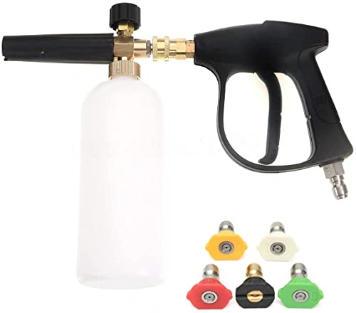 ZONADAH Foam Cannon 3/8" Quick Connector Gun Kit 1L Snow Foam Lance Foam Blaster Hochdruck-Autowaschpistole Einstellbarer Jet Wash Quick Release, 3000 PSI, mit 5 Düsenspitzen von ZONADAH