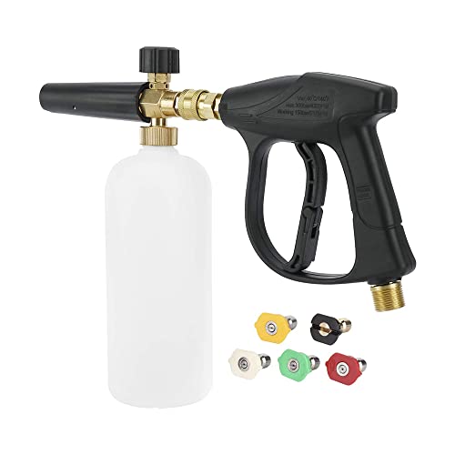 ZONADAH Foam Cannon M22 Gun Kit 1L Snow Foam Lance Foam Blaster Hochdruck-Autowaschpistole Einstellbarer Jet Wash Quick Release, 3000 PSI, mit 5 Düsenspitzen ZONADAH Foam Cannon M22 Gun Kit 1L Snow Foam Lance Foam Blaster Hochdruck-Autowaschpistole Einstellbarer Jet Wash Quick Release, 3000 PSI, mit 5 Düsenspitzen von ZONADAH