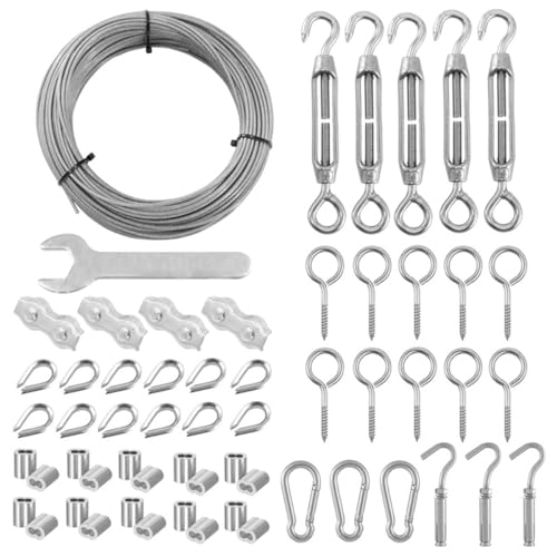 ZONADAH Gartendraht 30 m/2 mm PVC-beschichtetes Edelstahl-Drahtseil-Set, M5-Spannschloss-Drahtspanner-Set, Zaun-Drahtrollen-Set, Kabelgeländer-Set, Kletterpflanzen-Rankenösen, Drahtaufhängung ZONADAH Gartendraht 30 m/2 mm PVC-beschichtetes Edelstahl-Drahtseil-Set, M5-Spannschloss-Drahtspanner-Set, Zaun-Drahtrollen-Set, Kabelgeländer-Set, Kletterpflanzen-Rankenösen, Drahtaufhängung von ZONADAH