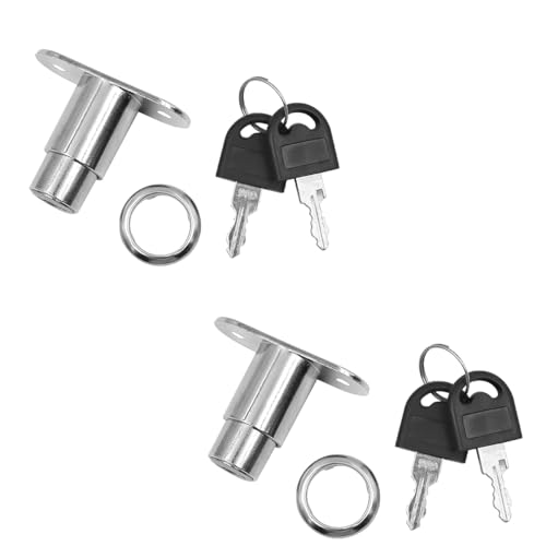 ZONADAH Schiebetür-Fensterschloss, 23 mm, praktisches Zylinderschloss mit Schlüssel, Türschloss, Kleiderschrankschloss für Schubladen, Büro, Aktenschrank, Legierung, Möbelbeschläge, 2 Stück von ZONADAH