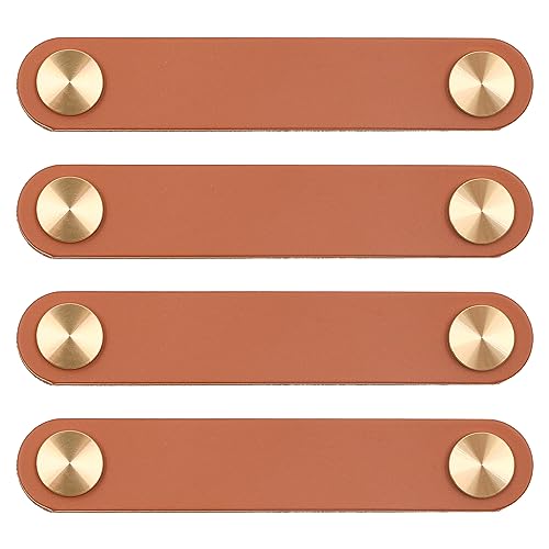 ZONADAH Set mit 4 Ledergriffen für Küchenschlafzimmermöbel, Lochabstand 96 mm, Schrankgriff, Türgriff für Küche, Badezimmer, Schränke, Kommodenschubladen, Schränke, Holzvitrinen, braun von ZONADAH