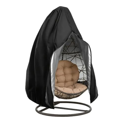 ZONADAH Terrassen-Hängesessel-Abdeckung, 190 x 114 cm, Terrassen-Ei-Stuhl-Abdeckung, leichte wasserdichte Outdoor-Pod-Stuhl-Abdeckung mit Reißverschluss, Möbel-Schutzhülle, Schwarz von ZONADAH