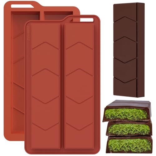 ZONBBEE Schokoladenform Silikon 21 MM Tief Dubai Schokolade Form,Silikonform Schokoladentafel Tafel schokoladen Form Extra Tief Einfache Handhabung für Pralinen Nuts Schokoriegel Selber Machen von ZONBBEE