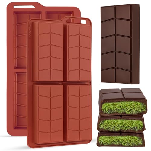 ZONBBEE Schokoladenform Silikon Dubai Schokolade Form 21 MM Tief,Silikonform Schokoladentafel Tafel schokoladen Form Extra Tiefe Einfache Handhabung für Pralinen Nuts Schokoriegel Snackschoki von ZONBBEE