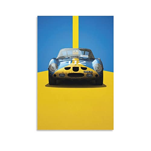 ZONDER Klassisches Sportauto-Poster für Ferrari 250 Gto Rennauto, Hyperauto, dekoratives Gemälde, Leinwand, Wand und Kunstbild, modernes Familien-Schlafzimmer, Dekoration, 40 x 60 cm von ZONDER