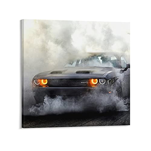 ZONDER Sportauto-Poster für Dodge Challenger SRT Demon Racing Car Supercar Hyper CarPoster Dekorative Malerei Leinwand Wand und Kunstbild Druck Moderne Familie Schlafzimmer Dekor 40 x 40 cm von ZONDER